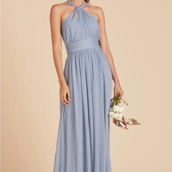 Birdy Grey Dresses & Skirts - Birdy Grey Dusty Blue Chiffon Halter Bridesmaid Dress